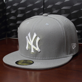 MLB名品店 NY平沿帽男潮棒球帽不可调节女夏天遮阳灰白色嘻哈帽子