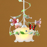 单头小吊灯韩式田园风格创意过道阳台吊灯小清新花朵铁艺餐厅灯具