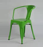 欧式复古铁艺餐椅咖啡厅椅金属餐椅休闲椅工业椅铁皮椅做旧铁椅子