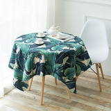 绿色植物 棉麻餐桌桌布田园风餐厅创意台布客厅茶几布厚款盖布