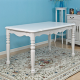 珀莱旭家具 简约欧式实木田园风格餐桌白色长方形吃饭桌子W05特价