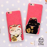 猴年春节款指环可爱招财猫情侣苹果6s iPhone6plus手机壳保护套