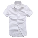 莱依诺韩版男生纯棉短袖衬衫英伦学院风白色校服衬衣学生上装制服
