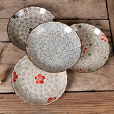 日式陶瓷餐具zakka釉下彩手绘和风8寸菊花盘圆盘子波浪边饭盘