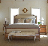 美式乡村实木床1.5 1.8米公主床法式原木做旧双人床北欧简约家具