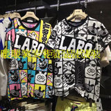 LALABOBO夏季新款彩色格子爆款可爱修身纯棉搞怪韩版短袖T恤女装