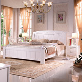 现代简约新中式全实木床1.5m 单双人床1.8米橡木床白色床特价婚床