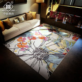 华庭雅韵土耳其进口中式抽象现代简约长方形家用客厅沙发茶几地毯