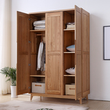 北欧衣柜全实木2门3门 日式简约木质大衣橱  卧室环保家具纯橡木