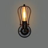 美式铁艺灯罩复古小铁笼壁灯铁架灯床头灯过道灯工业工程仓库灯饰