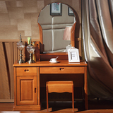 现代中式实木梳妆台卧室家具简约小户型梳妆台化妆台橡木化妆桌椅