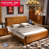 中式白色1.5米全实木单人大床1.8米现代高箱储物橡木双人雕花婚床