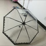 SDYJ超轻折叠透明伞学生女韩国创意迷你公主伞小清新英伦三折雨伞
