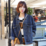 韩国欧美范牛仔外套2016春季新款女装宽松长袖短款牛仔衣夹克大码