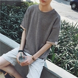 夏季五分袖短袖男上衣韩版宽松日系复古学生T恤潮男港风半截袖