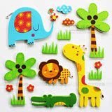 幼儿园装饰布置材料长颈鹿大象动物立体贴画童房环境EVA泡沫墙贴