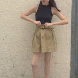 韩国ulzzang夏季新款复古风百搭高腰松紧变大长腿的工装半身裙