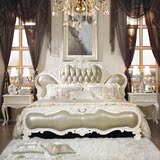 欧式实木床 实木双人床1.8米公主床 法式奢华婚床 真皮床卧室家具