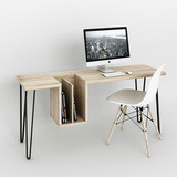 美式loft创意铁艺实木电脑桌个性抽屉台式办公书桌简易复古老板桌