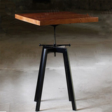 LOFT工业风格复古铁艺户外实木咖啡桌方桌餐桌升降桌洽谈桌休闲桌