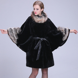 2015新款高端澳洲皮毛一体女中长款大衣玄狐毛领皮草女真皮外套