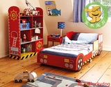 儿童家具儿童床单人床护栏床 红色消防车床卡通床包邮