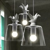 北欧宜家简约创意个性小鸟吊灯装饰卧室书房餐厅灯玻璃小鸭子灯具