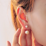韩国新款简约时尚百搭两用后挂式人造珍珠耳钉耳饰可爱饰品韩