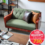 日式北欧简约小户型复古休闲客厅卧室房间单个双人三人位皮布沙发