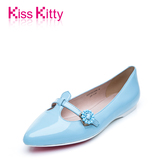 Kiss Kitty 秋季时尚尖头平跟单鞋平底真皮带扣女鞋