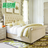 盛可唯 美式布艺床 双人床软床1.8米布床欧式大床 简约现代软包床