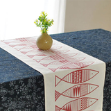 日式现代风格餐桌垫 桌旗 出口外贸柜旗 抽象图腾鱼图案