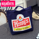 2015韩版新款字母帆布包购物袋环保多用包手提袋大包单肩斜挎女包