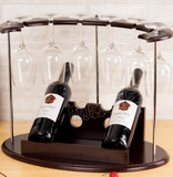 红酒展示架红酒架实木酒柜创意木质葡萄酒架带酒杯架木制储存立式
