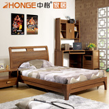 中格家具1.2米实木床实木单人床简约现代中式橡胶木床小木床