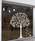 包邮菩提树大树橱窗玻璃门店面餐厅咖啡奶茶植物水果店装饰墙贴纸