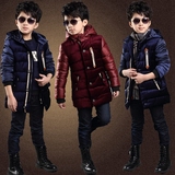 童装男童棉衣冬季加厚棉服2015新款潮韩版修身儿童外套中长款棉袄