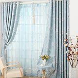 定制窗帘布卧室简约田园韩式阳台遮光布地中海客厅成品窗帘蓝色布