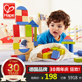 德国Hape50粒积木玩具木制益智宝宝婴儿智力木头木质儿童榉木