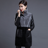 2015新款女装羊剪绒皮草海宁皮衣中长款外套皮毛一体修身羊毛大衣