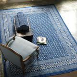 【摆设.摩登东方】印度进口手工刺子蓝印花布沙发盖布地毯地垫