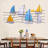美式复古立体铁艺帆船壁挂墙挂地中海店铺咖啡馆办公室墙面装饰品