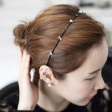 韩版布艺缠绕头发饰品头箍 韩国珍珠水钻甜美细发箍发卡 压发头饰
