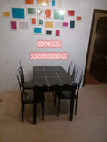 福州工厂直销 小户型餐桌 钢化玻璃餐桌椅组合 4.6人长方形餐桌