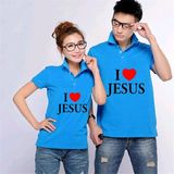 耶稣是爱翻领短袖T恤定制基督教文化衫主内教会合唱服个性diy订做