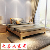 简约日式实木床榻榻米矮床实木双人大床架松木床1.5米1.35米1.2米