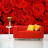 艺舍无缝大型壁画 红玫瑰 花卉装饰壁纸 卧室婚房背景墙纸/定制