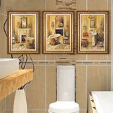 （防水画）卫生间浴室洗手间欧式装饰画挂画三联画酒店有框画壁画