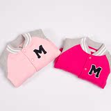 2015冬季新款 外贸韩版 粉色系 儿童女童加厚棒球服加绒夹克外套