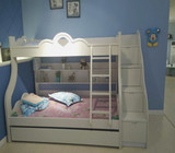 韩式儿童高低子母床双层梯柜上下床男女孩套房组合储物床环保家具
